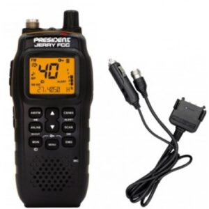JERRY CB Portatif AM/FM President Electronics avec Adapteur d'Antenne Extérieure Rapide ET Batterie...